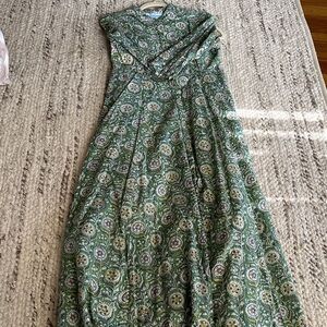 Elegant Green Patterned Long Sleeve Dress